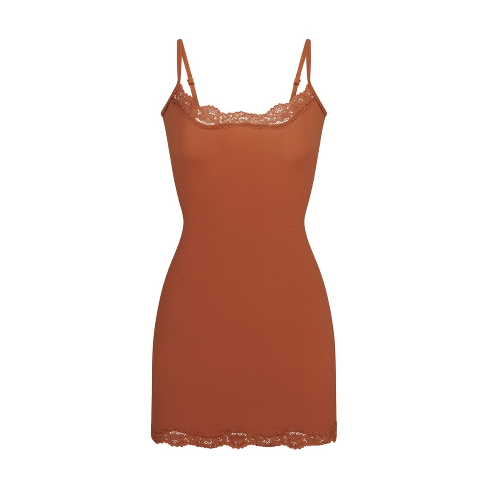 1. NWT SKIMS FITS EVERYBODY LACE SHORT SLIP DRESS IN BRONZE SIZE XS